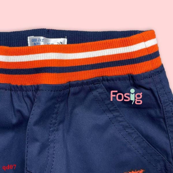  14-16kg; 3T-4T Quần dài kaki bé trai có dây rút- Navy đai cam QD07 