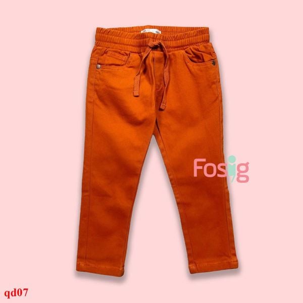  15-16kg; 5T Quần dài kaki bé trai có dây rút- Cam đậm đây rút QD07 