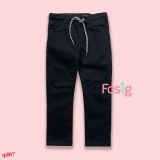  15-16kg; 4T Quần dài kaki bé trai có dây rút- Đen dây xám QD07 