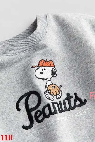  1T-10T Áo Sweater da cá cho bé- Xám peanuts A110 