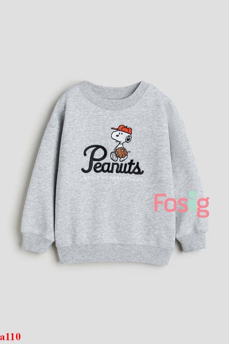  1T-10T Áo Sweater da cá cho bé- Xám peanuts A110 