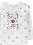  3M-2T Áo Sweater da cá cho bé gái- Trắng Best sister A111 