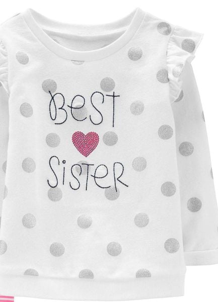  3M-2T Áo Sweater da cá cho bé gái- Trắng Best sister A111 