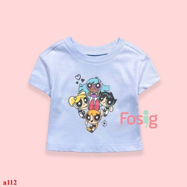  2T 3T Áo thun tay ngắn bé gái GP- Xanh powerpuff siêu nhân A112 