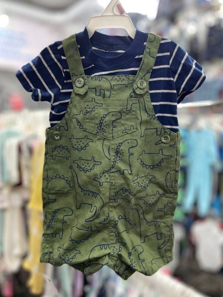  [0-3m] Set Yếm Bé Trai Cter - Xanh Sọc Navy 