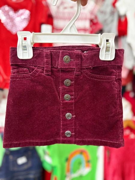  [12m-5T] Chân Váy Nhung Bé Gái CJ - Đỏ Đô 