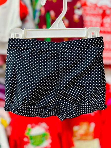  [3m-12m] Quần Bí Vải Kate Bé Gái Cter - Đen Chấm Trắng 