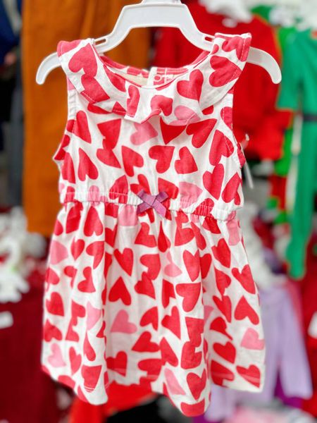 [0-6m] Đầm Cotton Sát Nách Bé Gái Cter - Trắng Tim Đỏ 