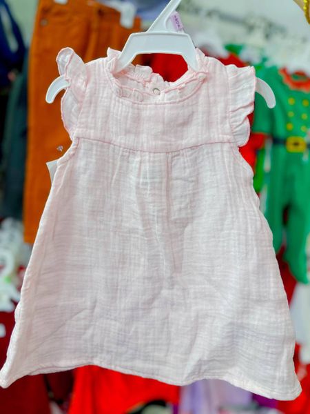  [0-6m] Đầm Cánh Tiên Cter Bé Gái - Hồng Nỉ 