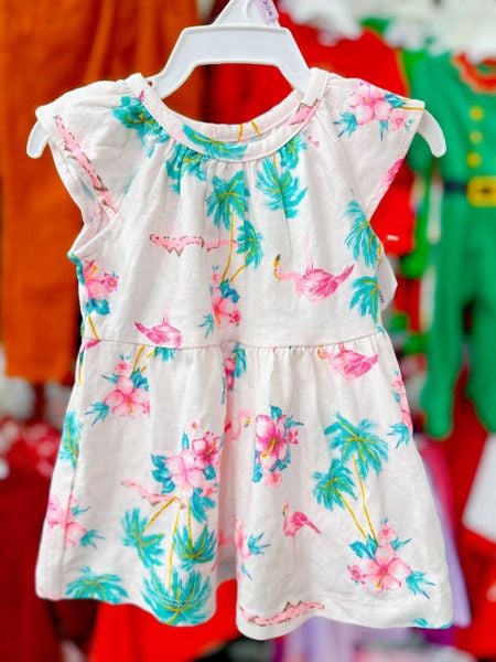  [3-6m] Đầm Cotton Cánh Tiên Bé Gái Cter - Hồng Hạc 