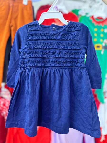  [3m ; 24m] Đầm Cotton Tay Dài Bé Gái Cter - Navy Bèo 