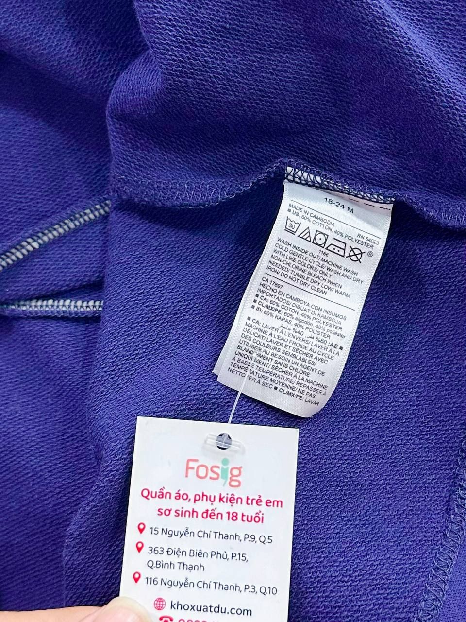 11-12kg Đầm Thun Cotton Tay Dài Bé Gái ON - Navy Da Cá 