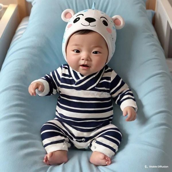  [3-6m] Romper Bé Trai sleepsuit Old navy- Sọc Navy 