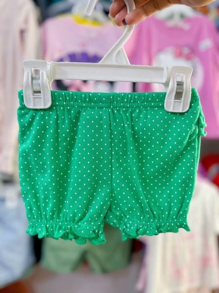 [3-6kg; 3m-6m] Quần Bí Thun Bé Gái Cter - Xanh Lá Chấm 