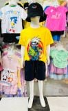  25-55kg S-XXL Đồ bộ tay ngắn bé trai- Vàng DB86 
