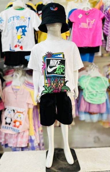  25-32kg; 40-55kg S-XXL Đồ bộ tay ngắn bé trai- Trắng DB86 