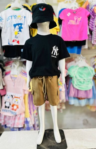  25-48kg S-XXL Đồ bộ tay ngắn bé trai- Đen DB86 