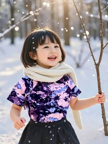  14-20kg; 24-43kg Áo Thun Tay Ngắn Bé Gái Cter - Tím Navy Loang 