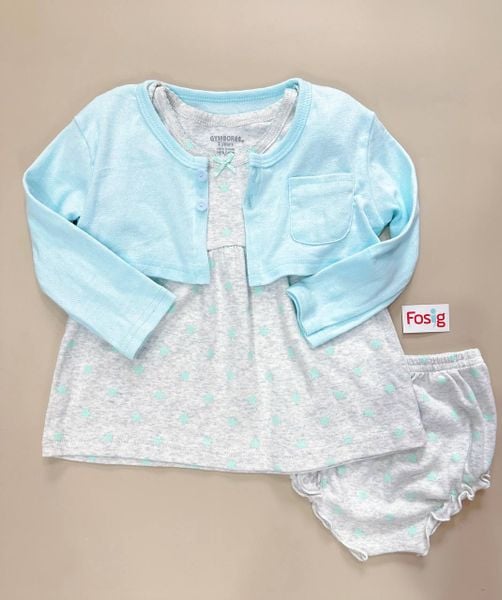  [12-17kg] Set 3 Áo Khoác Và Váy Gymboree - Xanh Nhạt Sao 