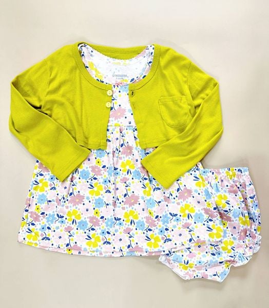  [10-17kg] Set 3 Áo Khoác Và Váy Gymboree - Xanh Rêu Hoa 