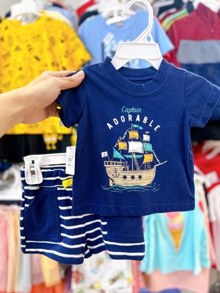  [3-9m] Áo Thun Tay Ngắn Sơ Sinh Bé Trai Cter120 - Navy Adorable 