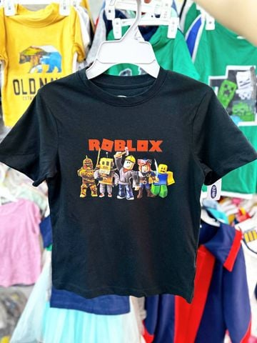  M 25-30kg áo ROBLOX tay ngắn xịn. Tự tin, Cực ngầu cho bé trai- Đen chữ roblox 