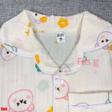  [6-9kg; 12-13kg] Set Đồ Bộ Ngủ Ngắn Pijama Vải Xô Cho Bé - Kem Gấu Hoa 