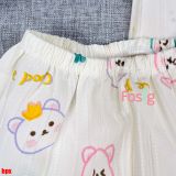  [6-9kg; 12-13kg] Set Đồ Bộ Ngủ Ngắn Pijama Vải Xô Cho Bé - Kem Gấu Hoa 