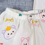  [6-15kg] Set Đồ Bộ Ngủ Ngắn Pijama Vải Xô Cho Bé - Kem Gấu Hoa 