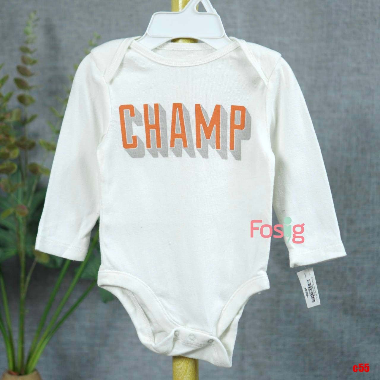  [3-6M] Bodysuit Tay Dài Bé Trai ONM - Trắng Champ 