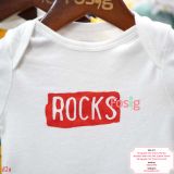  [0-3M] Bodysuit Tay Ngắn Bé Trai ON - Trắng Rocks 