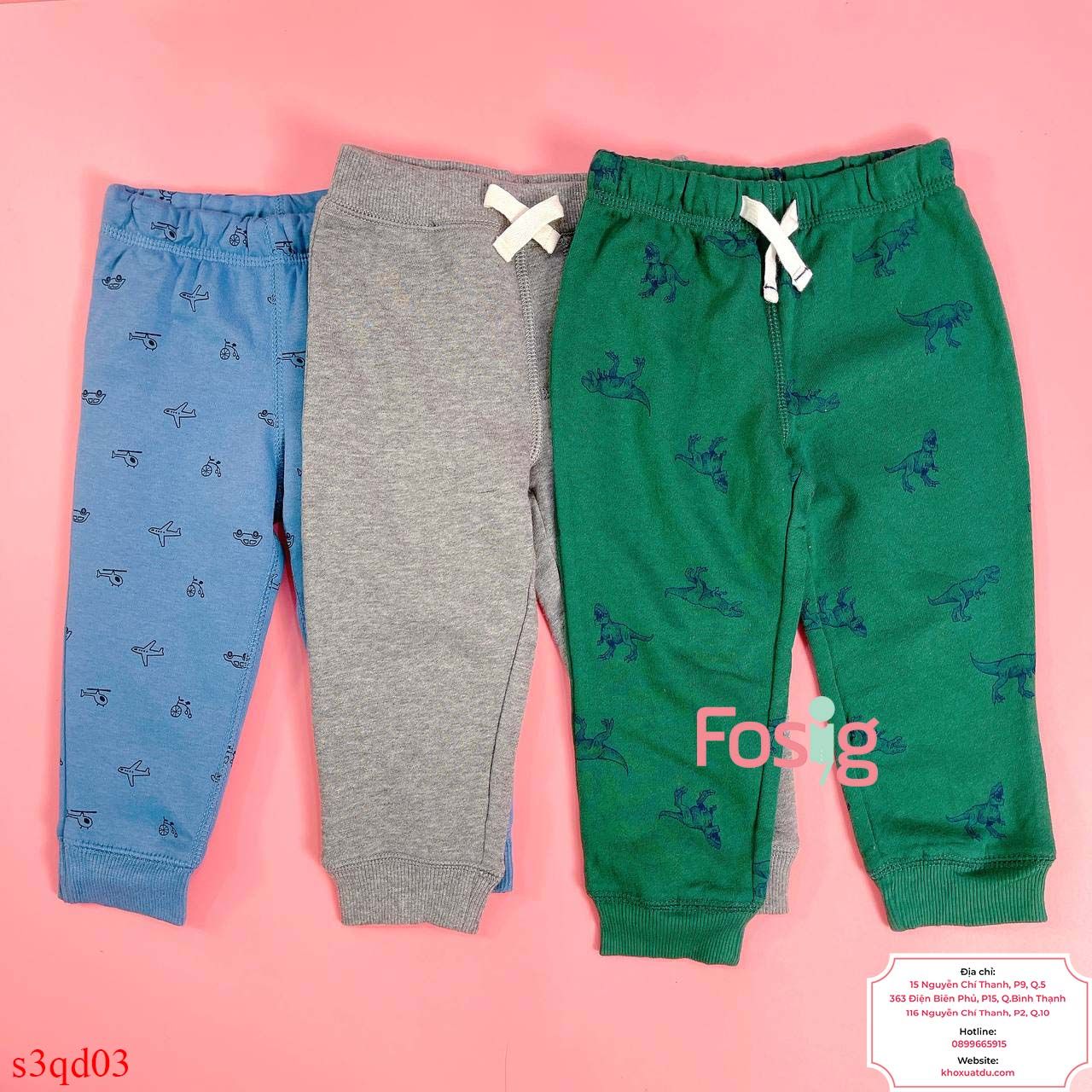  [3m, 6m, 18m] Set 3 Quần  Cter GP Bé Trai - Combo màu ngẫu nhiên 