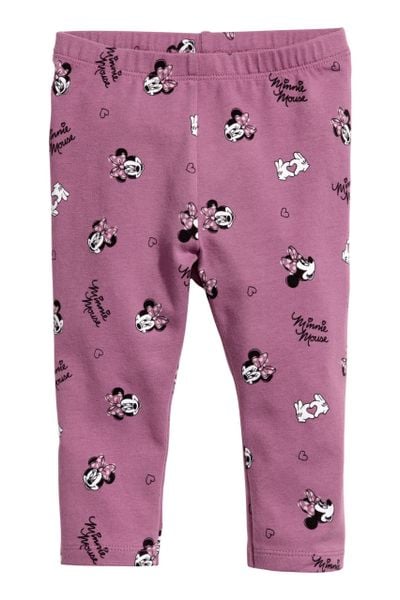  [4m-2T] Quần Thun Legging Bé Gái HM - Tím Mickey 