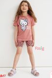  [22-25kg] Set Đồ Bộ Ngắn Bé Gái HM160 - Nâu Hello Kitty 