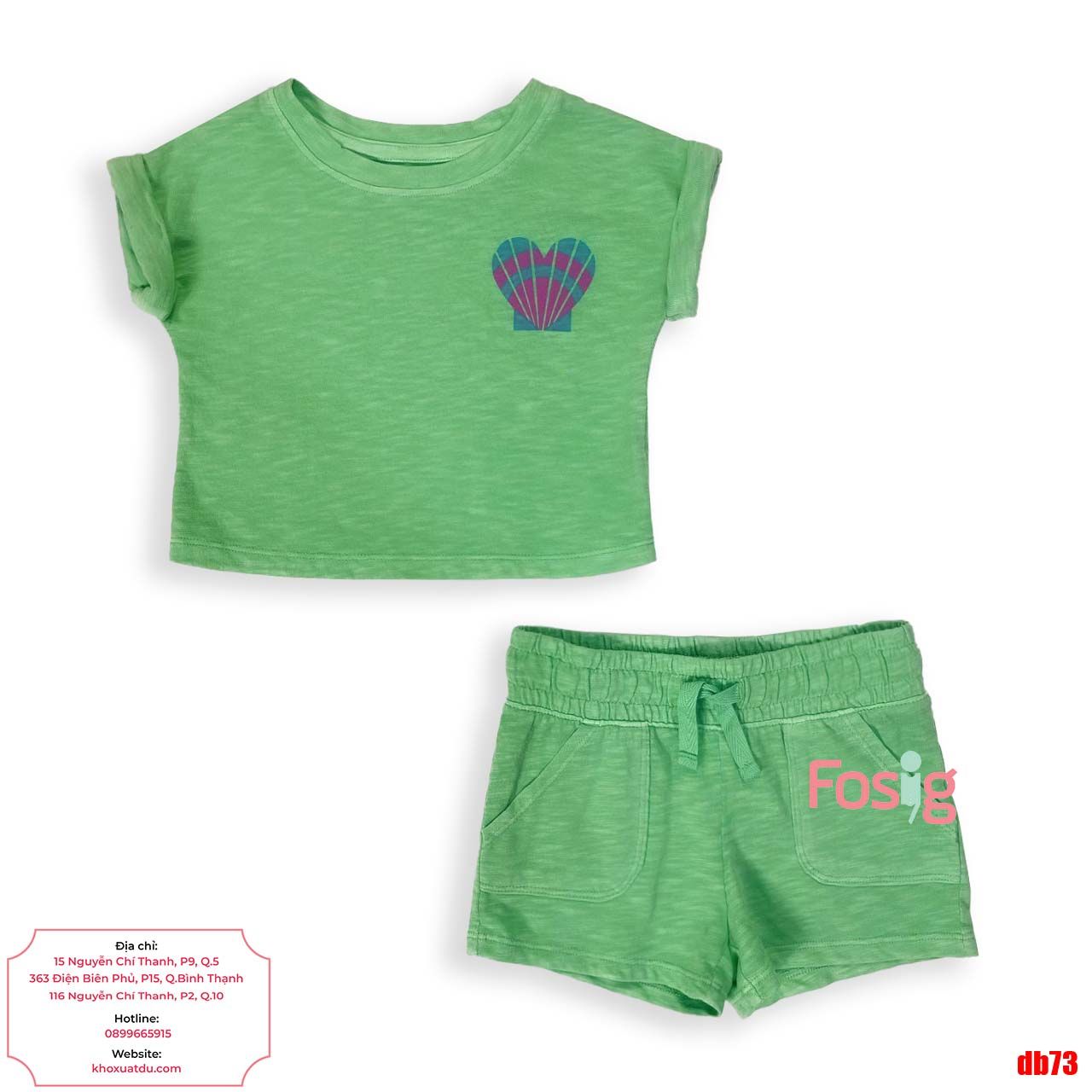 [8-12kg; 17-21kg 12m-5T] Set Đồ Bộ Ngắn Áo Croptop CJ Bé Gái - Xanh Quần Xanh 