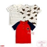  [6-11kg] Set 3 Áo Thun Tay Ngắn Cổ Trụ Cter Bé Trai - Combo màu ngẫu nhiên 