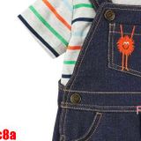  [3m-9m] Set Yếm Bé Trai Cter - Xanh Jean Xám Sọc Đa Màu 