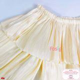  [9-21kg] Set Bộ Áo Nhúng Trễ Vai organza Và Chân Váy Bé Gái - Kem 