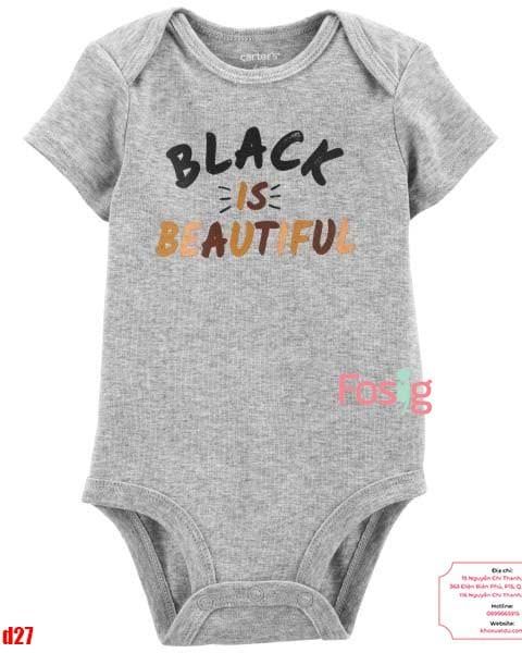  [0-24m] Bodysuit Tay Ngắn Bé Trai Cter50 - Xám Black 