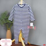  [6m] Sleepsuit Có Vớ Bé Trai - Navy Sọc Trắng 