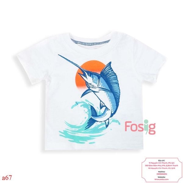  [3-6m] Áo Thun Tay Ngắn Sơ Sinh Bé Trai Cter - Trắng Cá 