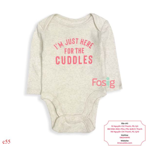  [0-24m] Bodysuit Tay Dài Bé Gái ON - Kem Cuddles Hồng 