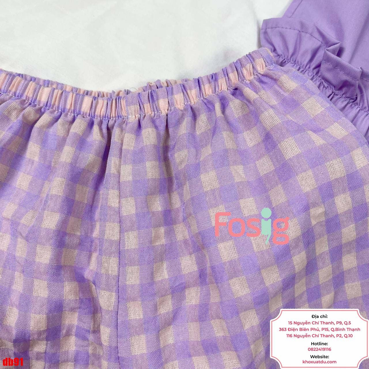  [8-12kg; 15-16kg] Set Đồ Bộ Ngắn Kate Áo Sát Nách Quần Dài Bé Gái - Tím Hoa Hồng 