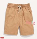  [10-21kg] Quần Short Kaki Dù Lưng Thun Dây Rút Bé Trai - Nâu Nhạt Dây Trắng 