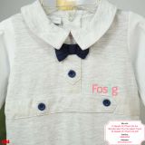  [1m] Sleepsuit Có Vớ Bé Trai - Xám Nơ Navy 