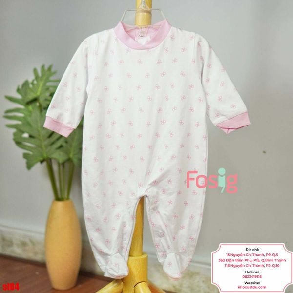  [3m] Sleepsuit Có Vớ Bé Gái - Trắng Bướm Nhỏ 