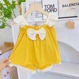  [12-13kg; 18-22kg] Set Đồ Bộ 2 Dây Cánh Tiên Bé Gái - Trắng Vàng 