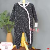  [3-6m] Sleepsuit Cúc Bấm Có Vớ Bé Gái - Đen Lá Hồng 