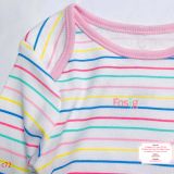  [12-16kg] Bodysuit Tay Dài Bé Gái Geo - Trắng Sọc Màu 