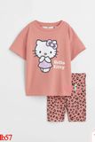  [22-25kg] Set Đồ Bộ Ngắn Bé Gái HM160 - Nâu Hello Kitty 